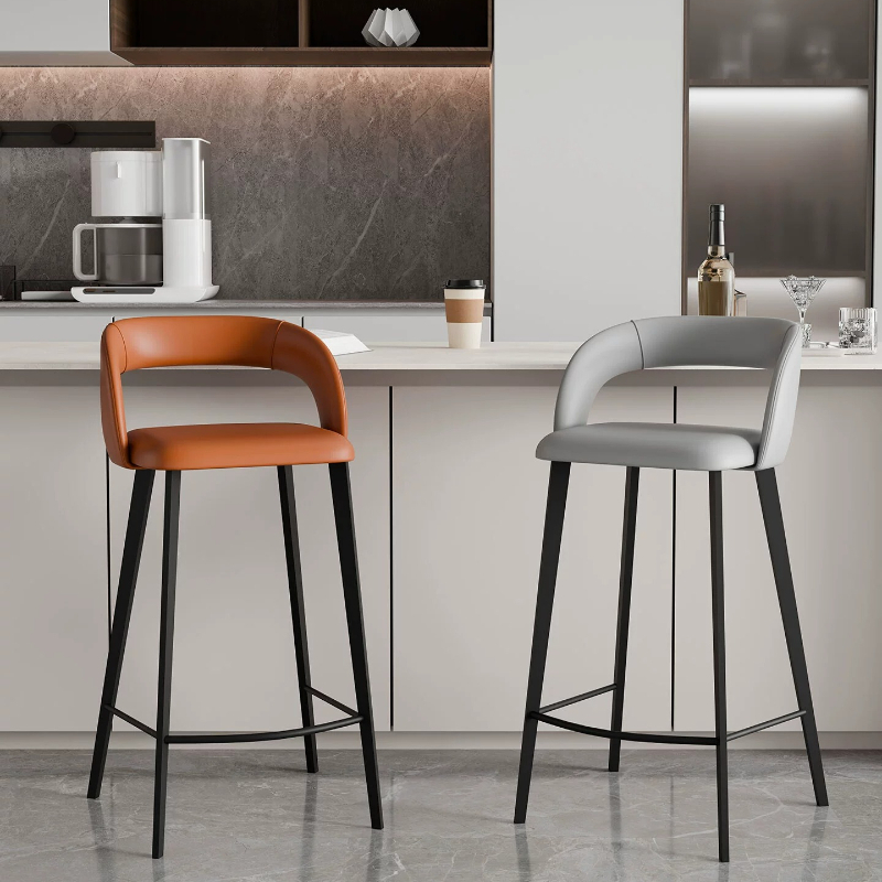 Commercial Kitchen Lighting Design - Light Luxury Nappa Leather Bar Stools