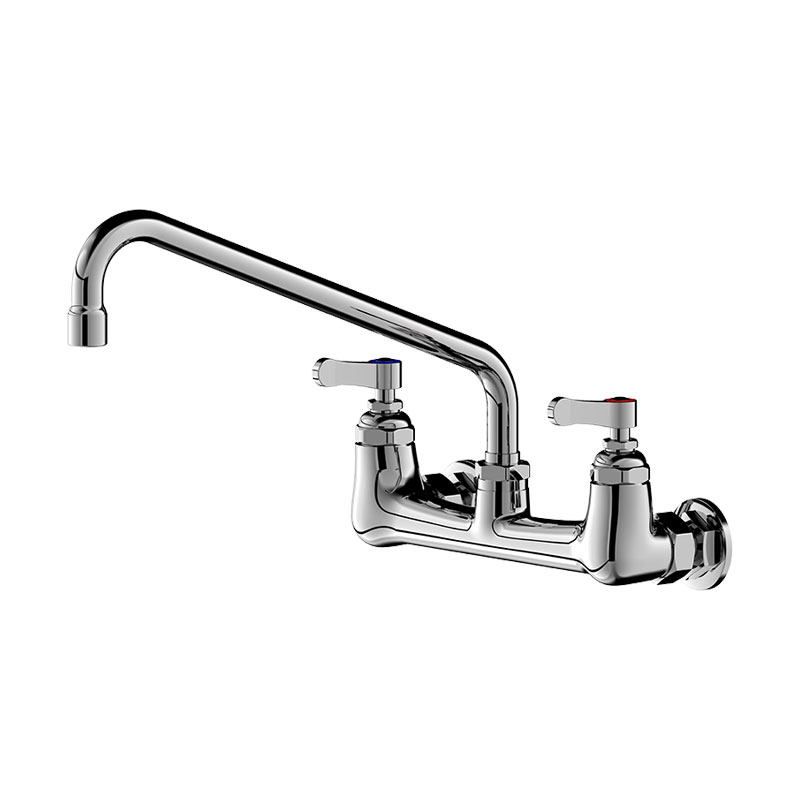 Commercial Kitchen Taps - Double Hole Wall Mounted Mixing Faucet