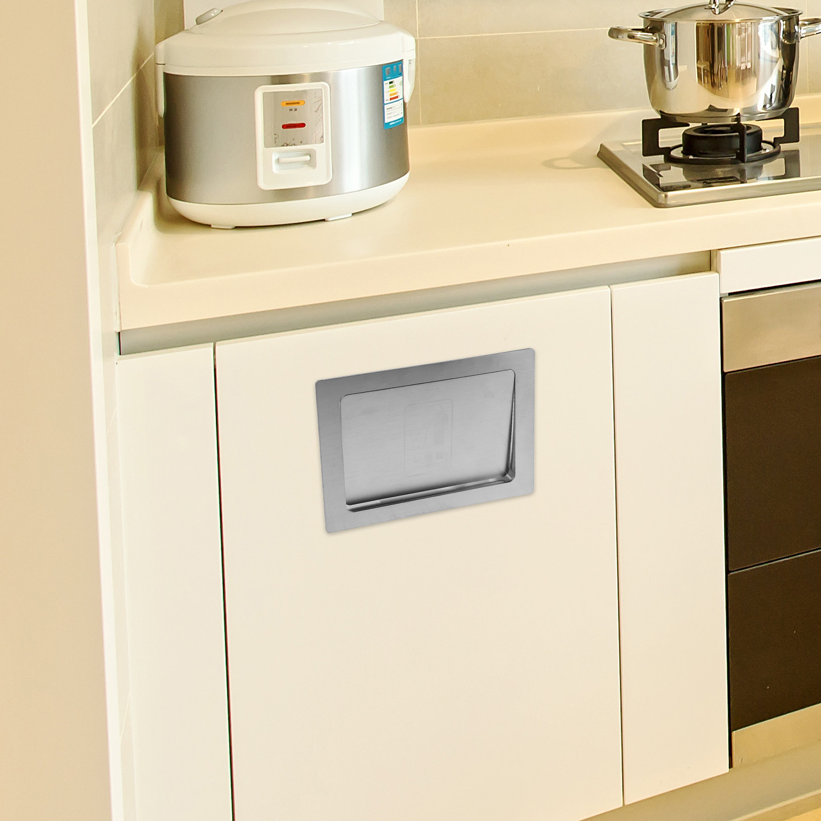 Commercial Kitchen Garbage Can - Embedded Trash Bin Lid Stainless Steel