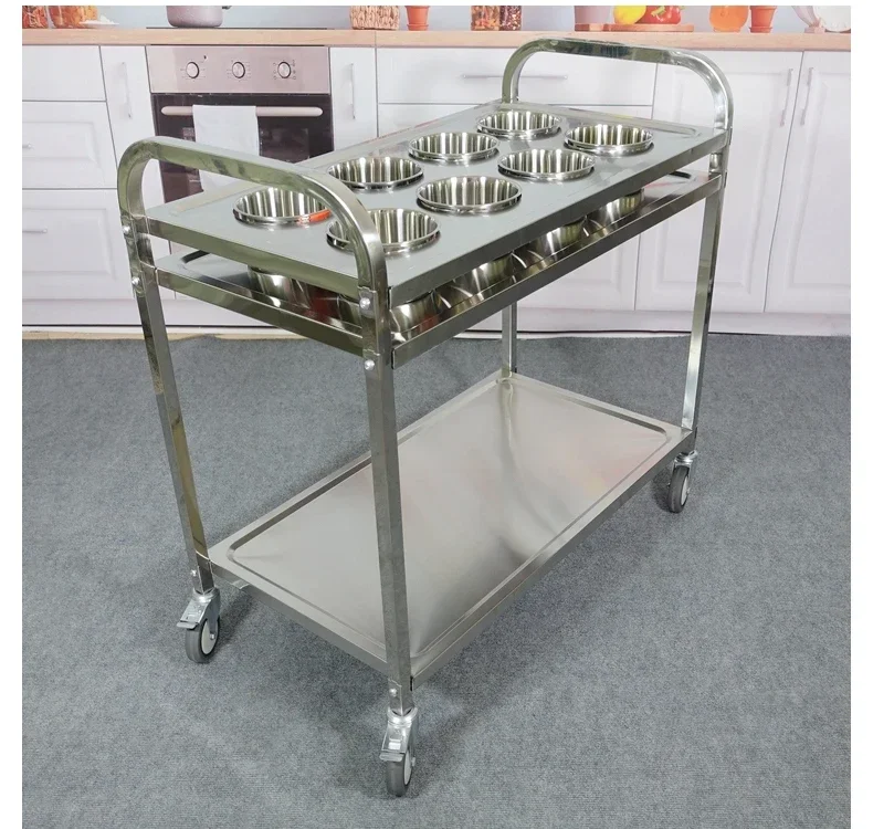 Commercial Kitchen Plumbing - Stainless steel two-layer mobile seasoning truck,