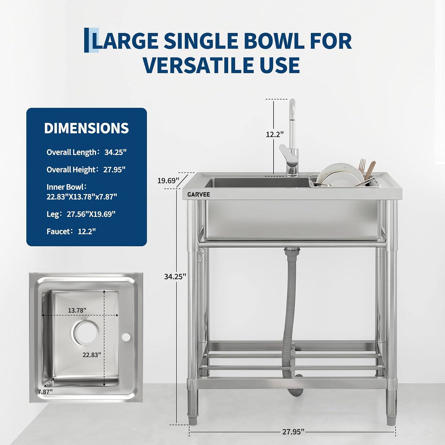 Stainless Steel Utility Sink W - Commercial Kitchen Taps 评论和价格