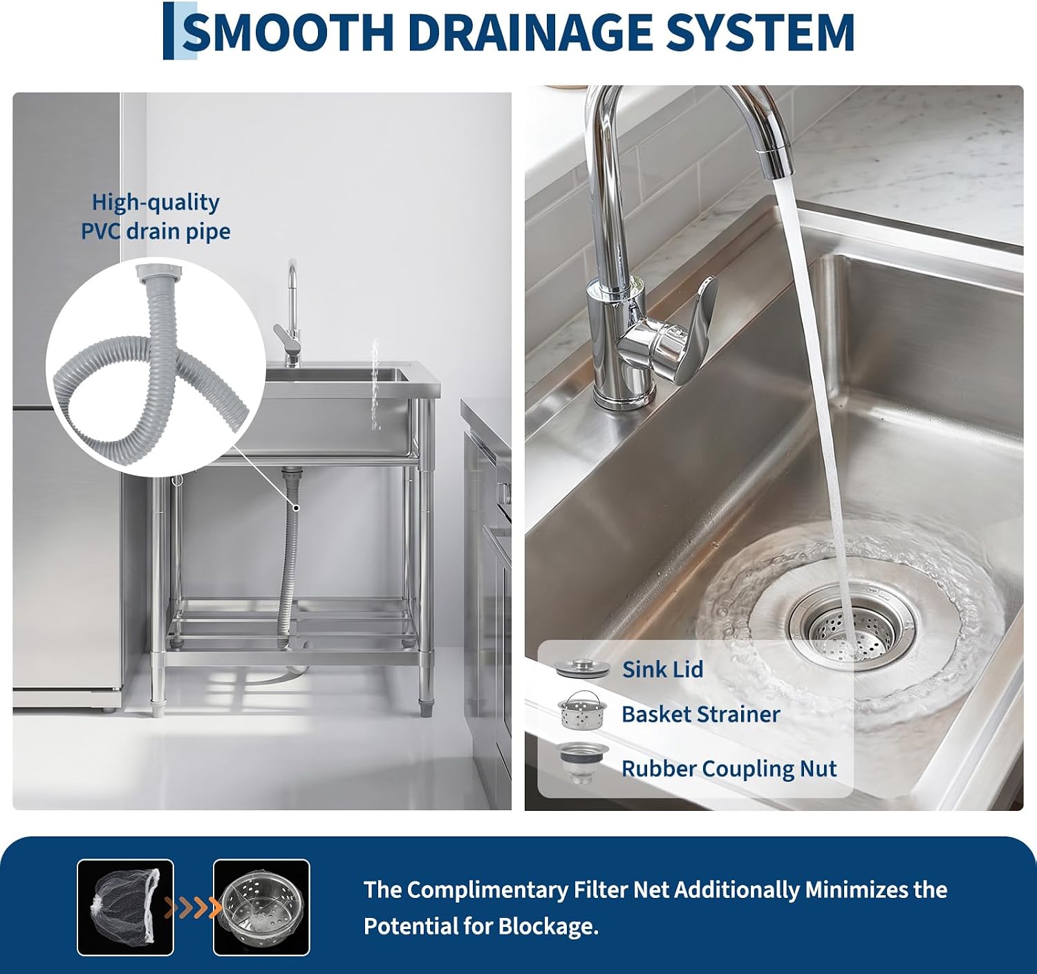 Stainless Steel Utility Sink W - Commercial Kitchen Taps 评论和价格