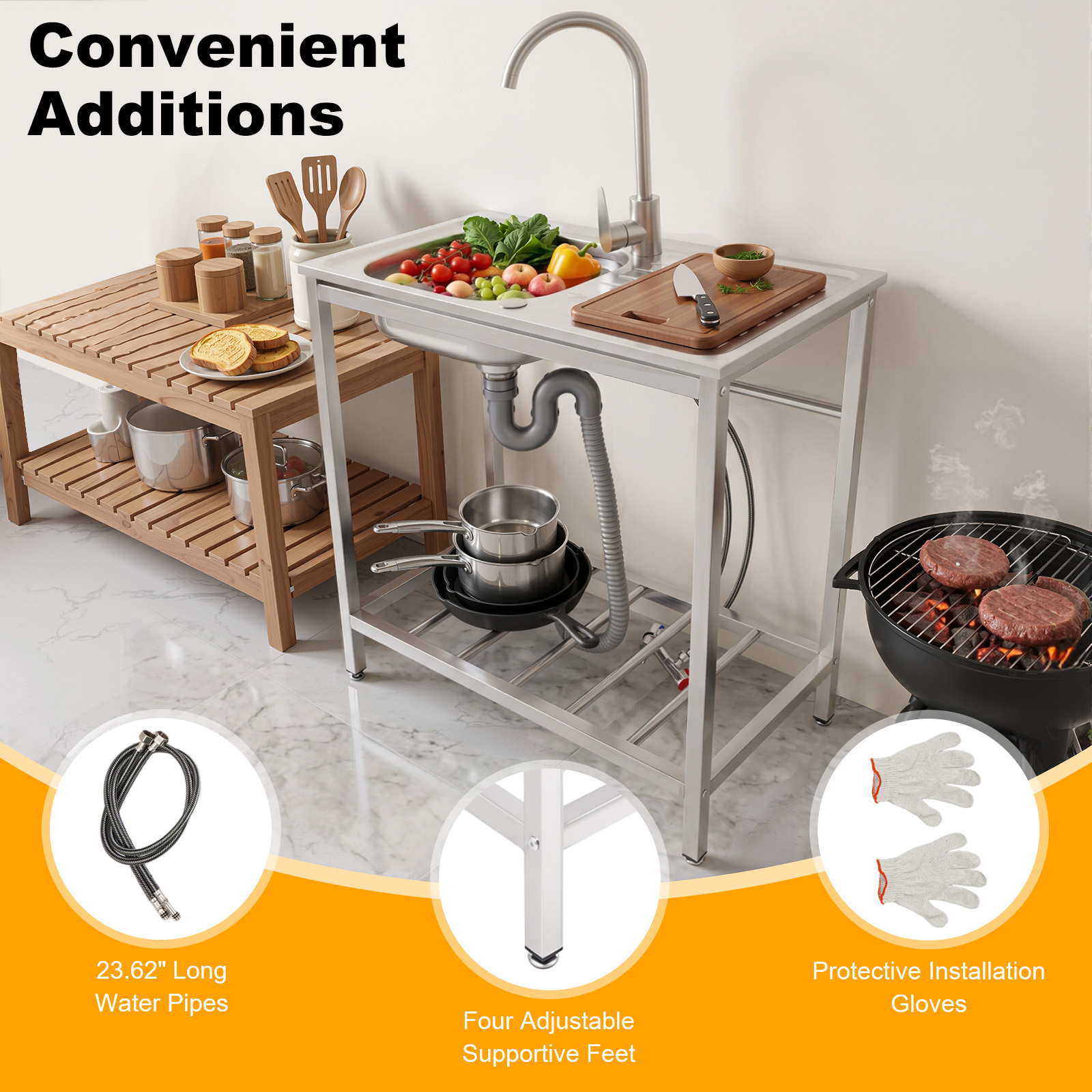 Stainless Steel Sink Free Stan - Commercial Kitchen Taps 评论和价格