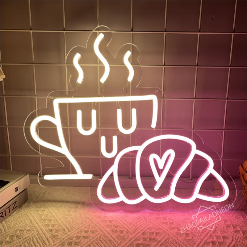 Coffee Bread Neon Sign Croissa - Commercial Kitchen Light 评论和价格