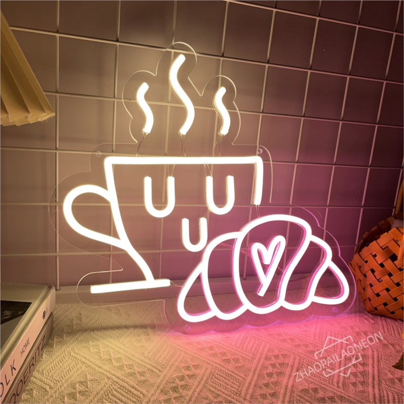 Coffee Bread Neon Sign Croissa - Commercial Kitchen Light 评论和价格
