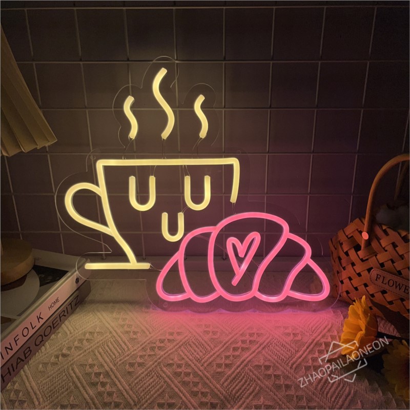 Coffee Bread Neon Sign Croissa - Commercial Kitchen Light 评论和价格