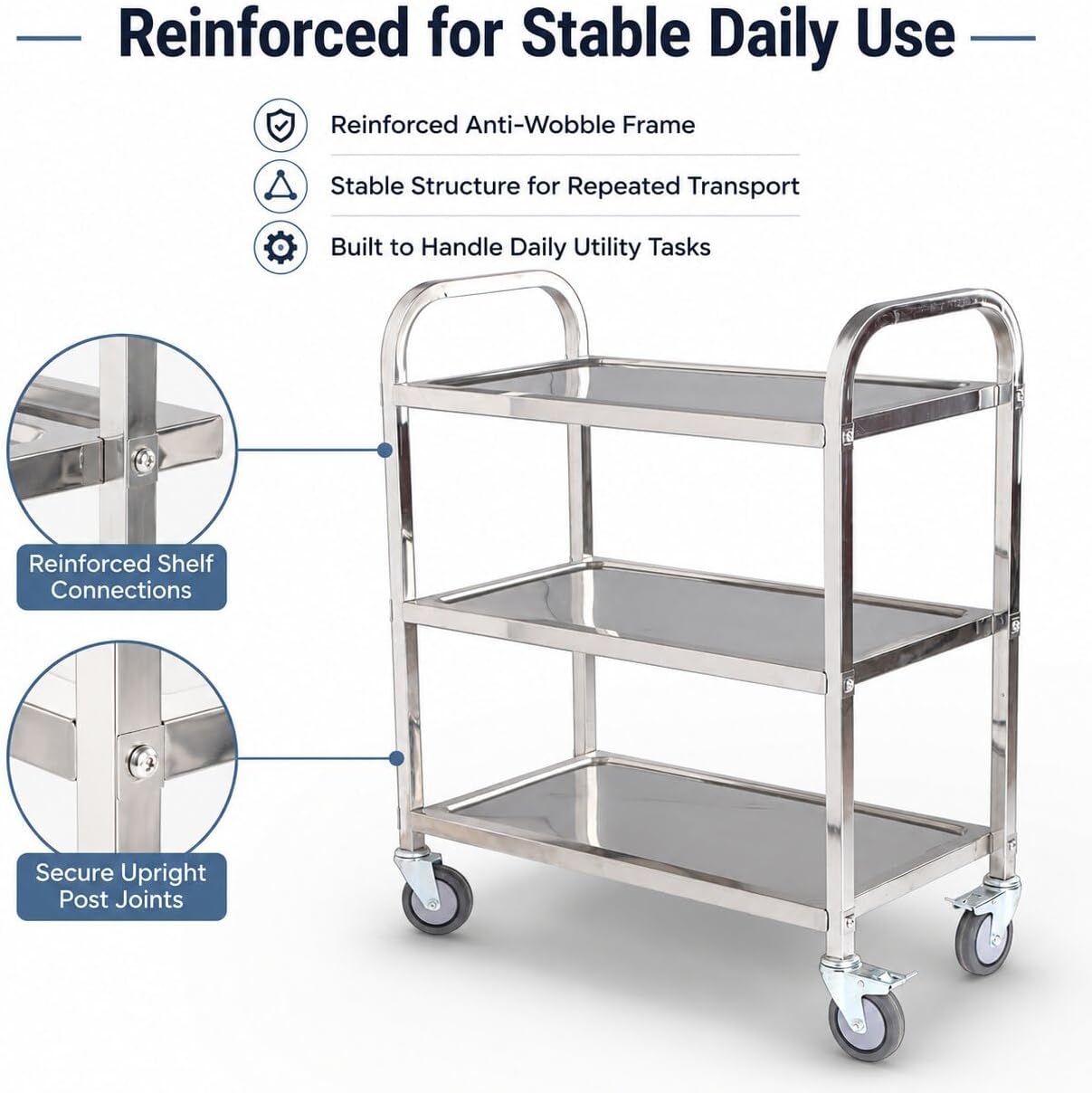 3-Tier Stainless Steel Rolling - Commercial Kitchen Services 评论和价格