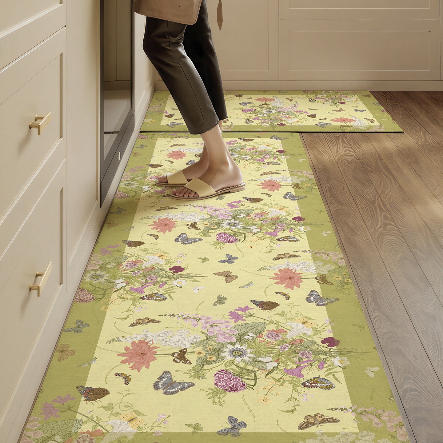 Floral Kitchen Mat Floor PVC L - Commercial Kitchen Light 评论和价格