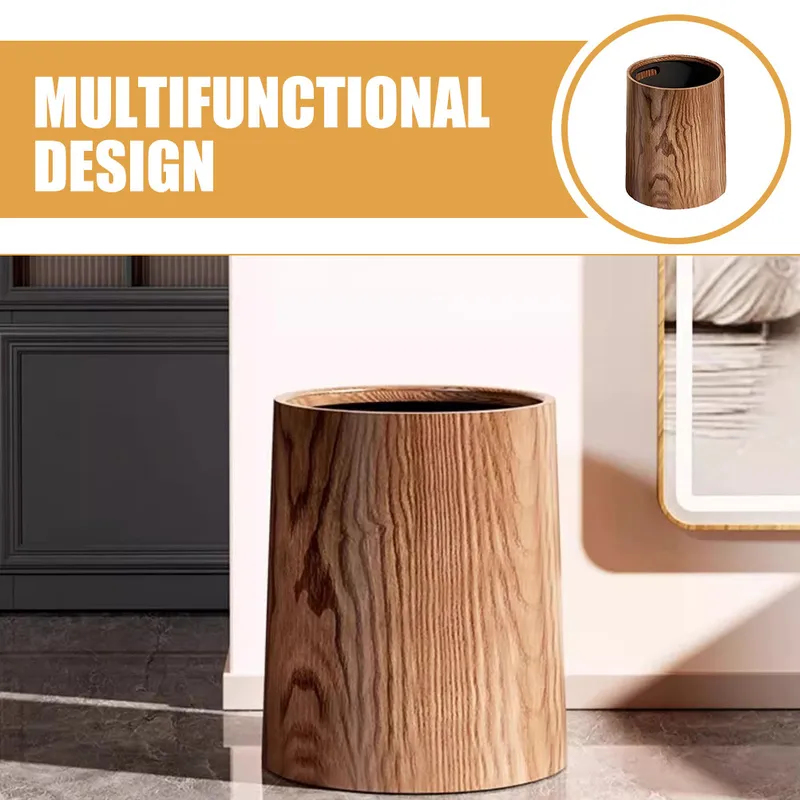 Durable Wood Grain Garbage Can - Commercial Kitchen Garbage Can 评论和价格
