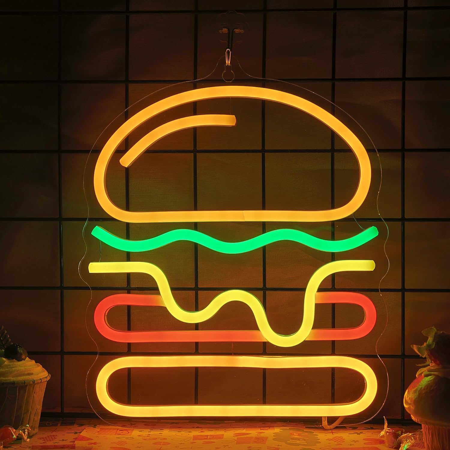 Burger Neon Sign with Layered  - Commercial Kitchen Light 评论和价格