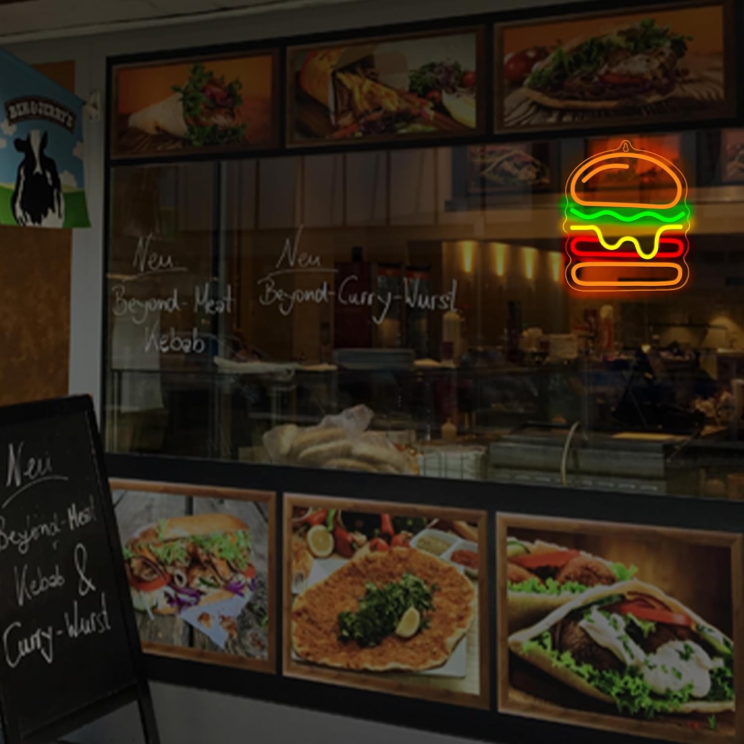 Burger Neon Sign with Layered  - Commercial Kitchen Light 评论和价格