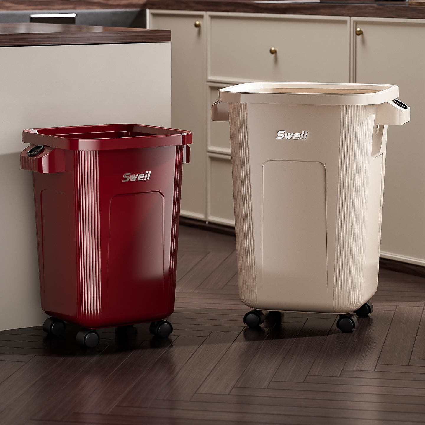 Large Rolling Garbage Can with - Commercial Kitchen Garbage Can 评论和价格
