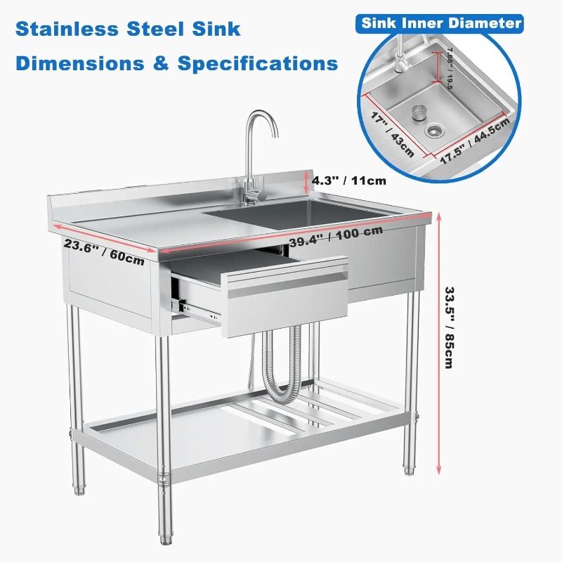 Stainless Steel Utility Sink w - Commercial Kitchen Plumbing 评论和价格