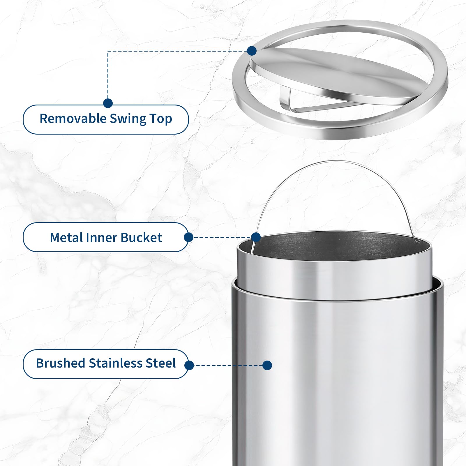 13 Gallon Round Trash Can, Sta - Commercial Kitchen Garbage Can 评论和价格