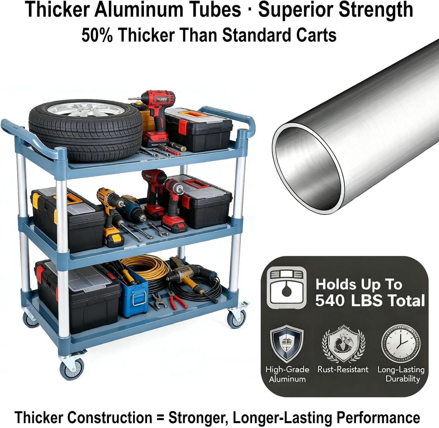 3-Tier Rolling Utility Service - Commercial Kitchen Services 评论和价格