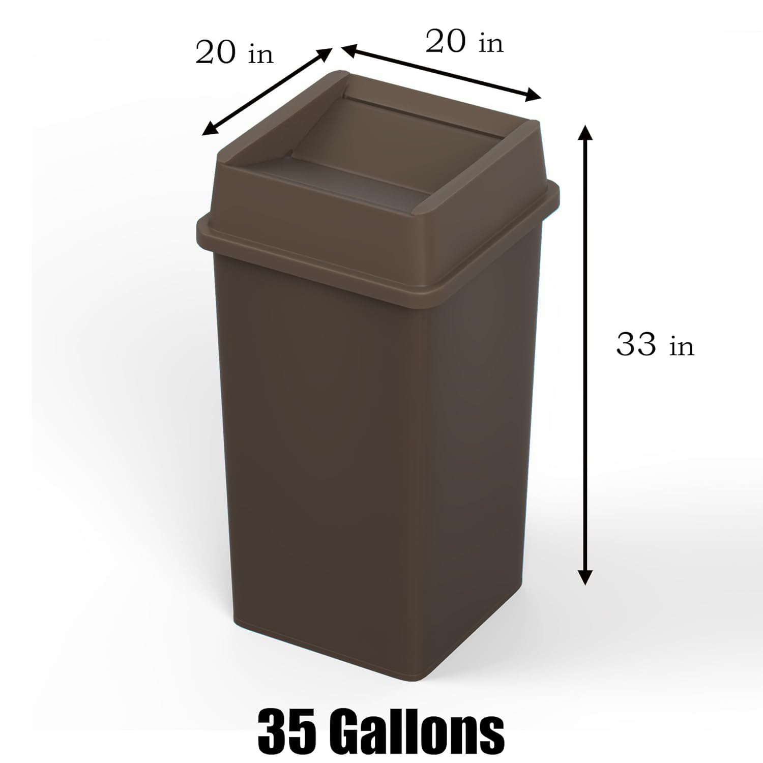 35 Gallon Brown Square Commerc - Commercial Kitchen Garbage Can 评论和价格