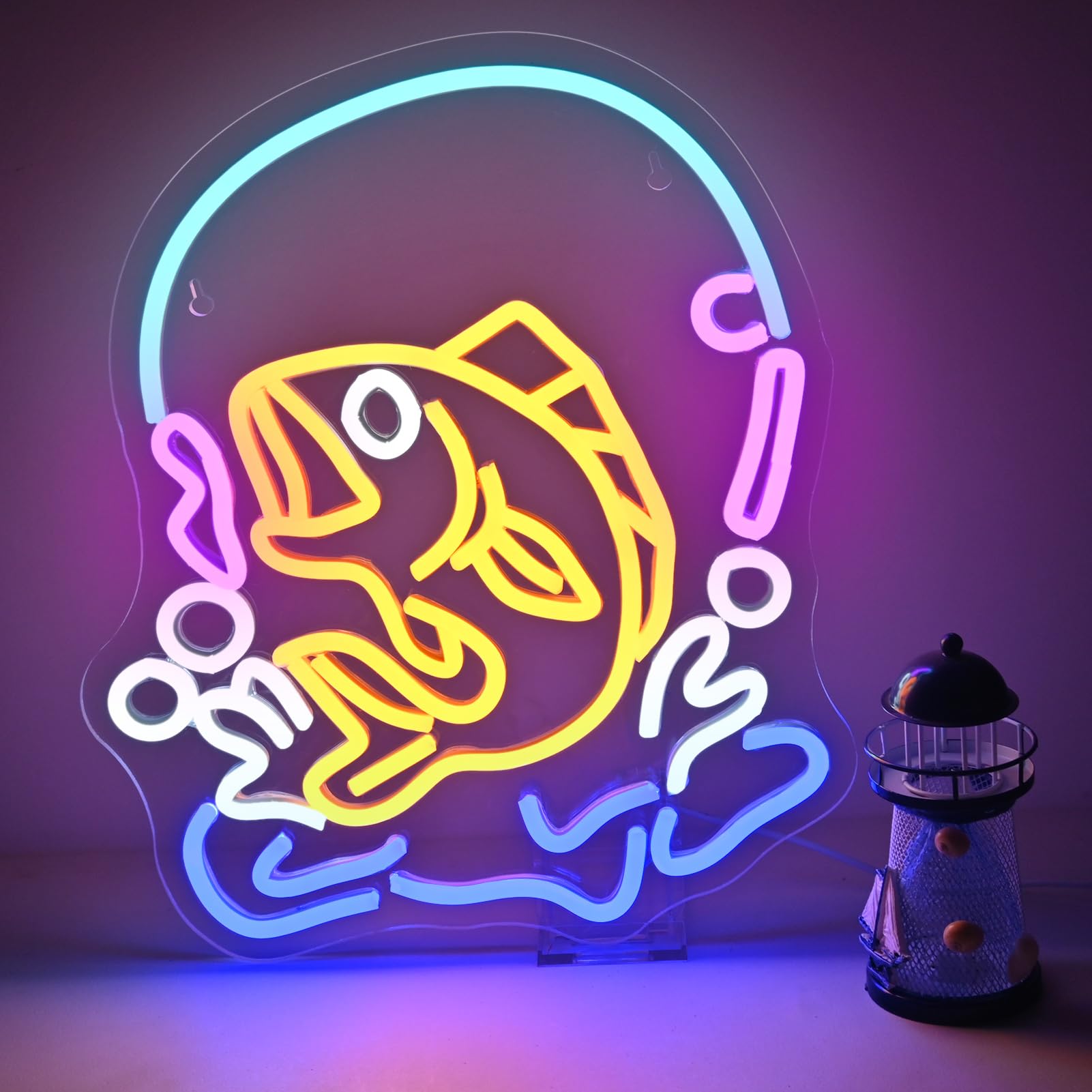 Fishing Neon Sign Fish LED Lig - Commercial Kitchen Lighting Design 评论和价格