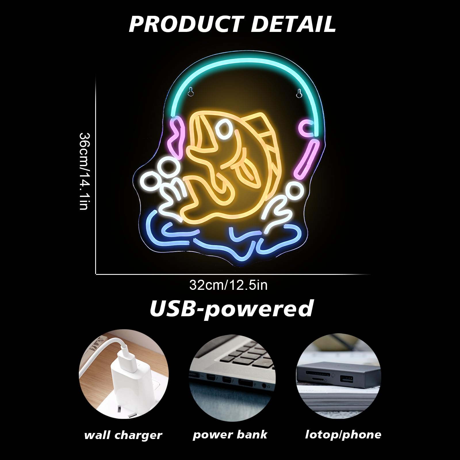 Fishing Neon Sign Fish LED Lig - Commercial Kitchen Lighting Design 评论和价格