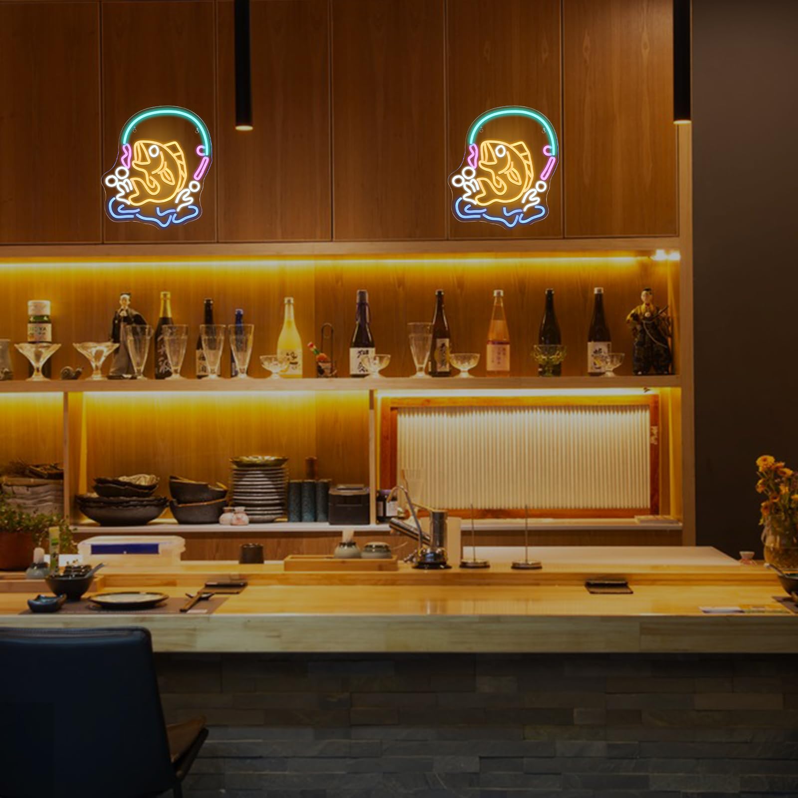 Fishing Neon Sign Fish LED Lig - Commercial Kitchen Lighting Design 评论和价格