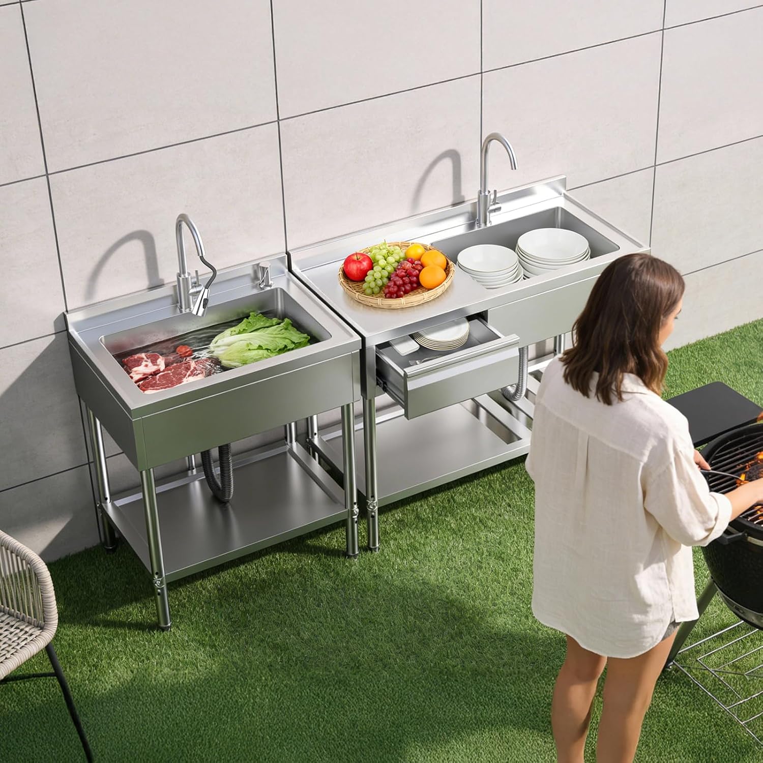 Stainless Steel Utility Sink W - Commercial Kitchen Plumbing 评论和价格