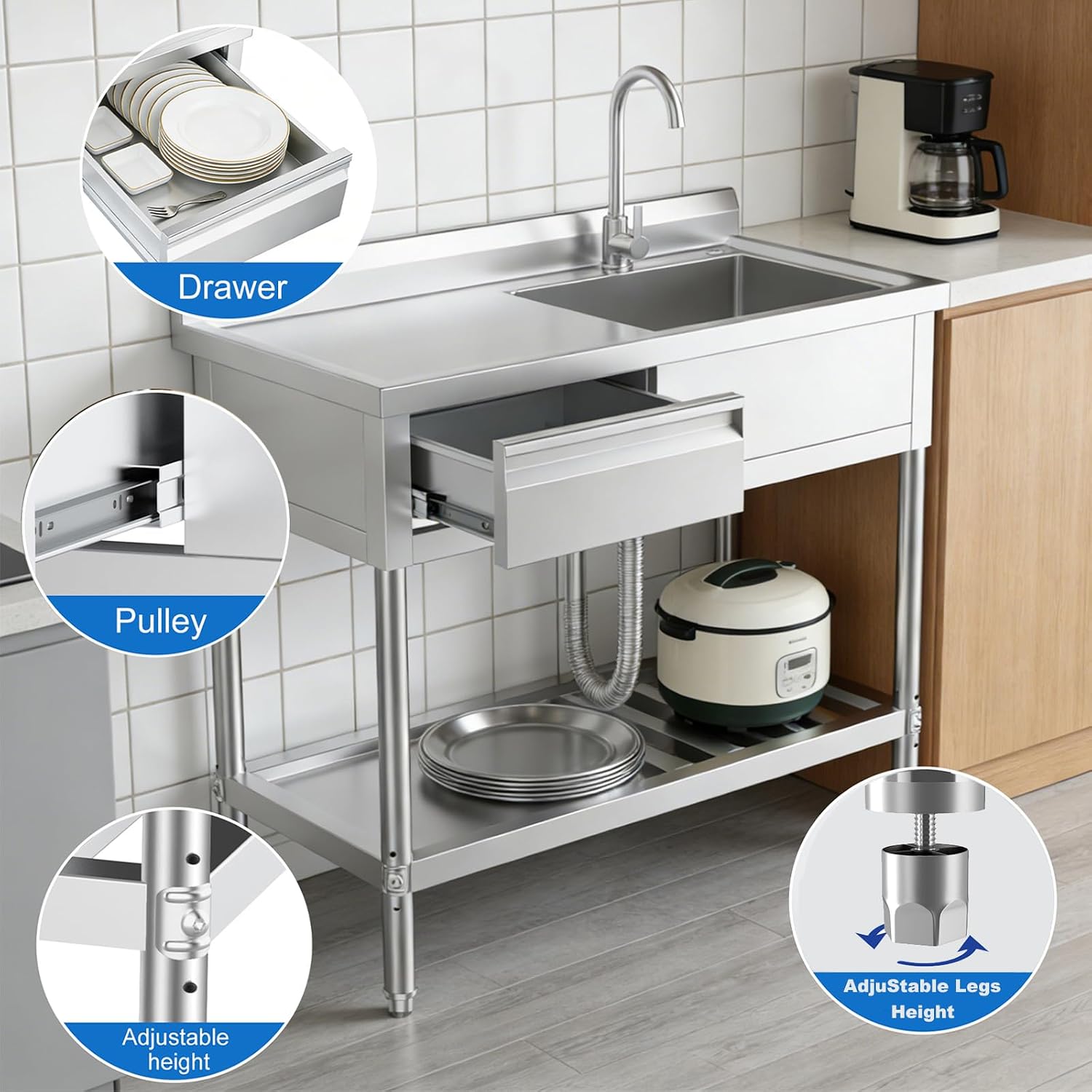 Stainless Steel Utility Sink W - Commercial Kitchen Plumbing 评论和价格